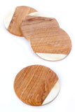 Set of Four Olive Wood Coasters with White Bone Inlay