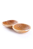 Olive Wood Double Well Serving Bowl with Striped Bone Inlay