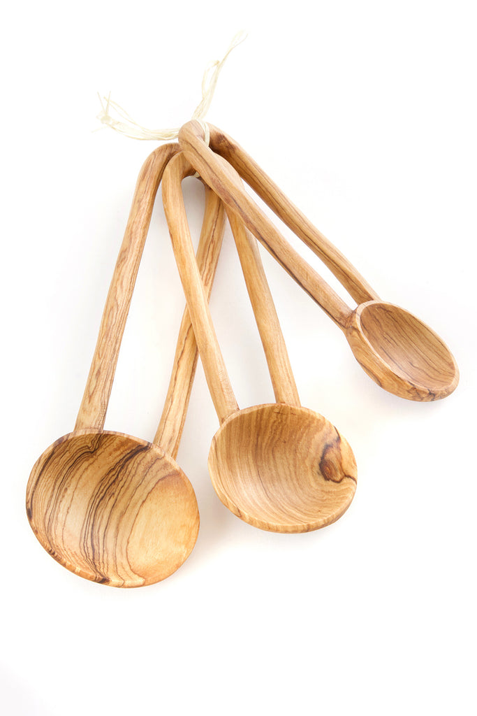 Set of Three Wild Olive Wood Loop Handle Spoons Default Title