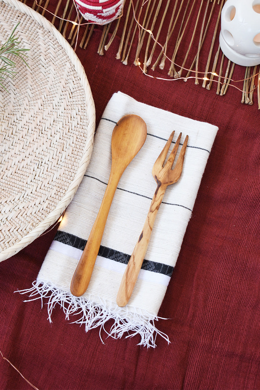 Olive Wood Fork & Spoon Set Default Title