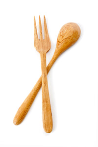Olive Wood Fork & Spoon Set Default Title