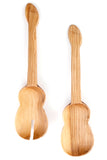 Olive Wood Guitar Salad Servers