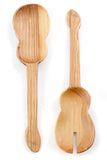 Olive Wood Guitar Salad Servers