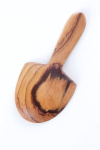 Olive Wood Scoop with Etched Bone Handle