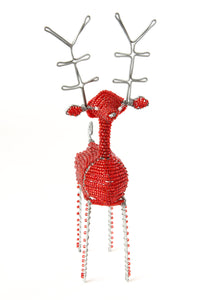 Red Beaded Wire Reindeer Sculpture Default Title