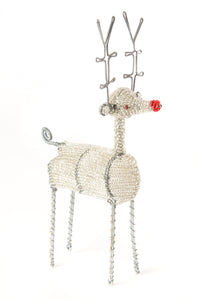 Silver Beaded Wire Reindeer Sculpture Default Title