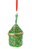 Beaded Holiday Hut Gift Box Ornament Green Beaded Hut Gift Box Ornament