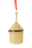 Beaded Holiday Hut Gift Box Ornament Gold Beaded Hut Gift Box Ornament