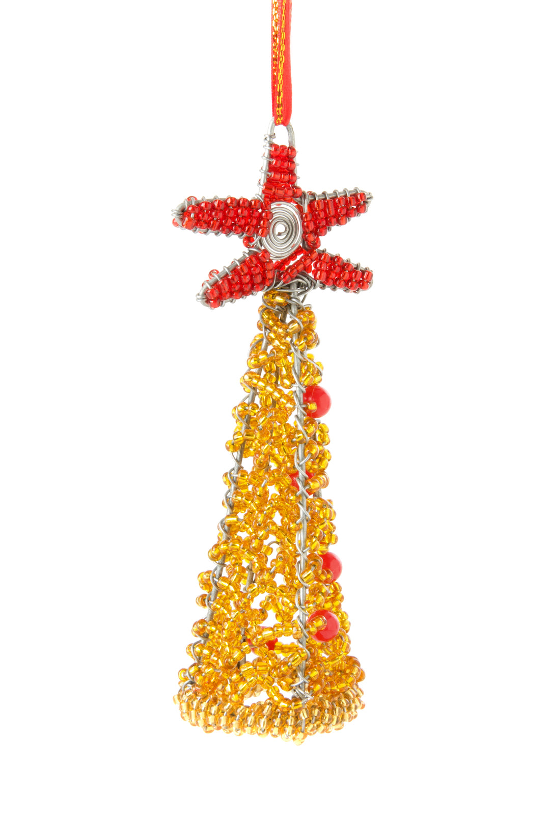 Beaded Krismasi Tree Ornament Gold Beaded Krismasi Tree Ornament