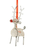 Beaded Wire Reindeer Ornament Silver Beaded Reindeer Ornament