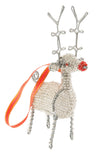 Beaded Wire Reindeer Ornament Silver Beaded Reindeer Ornament