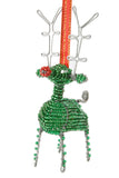 Beaded Wire Reindeer Ornament Green Beaded Reindeer Ornament