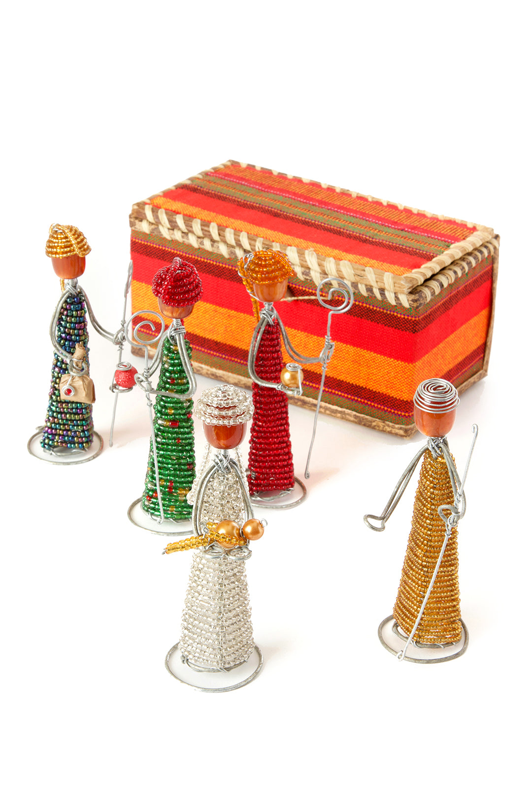 Beaded Nativity Set in Fabric and Banana Fiber Box Default Title