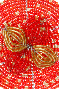 Beaded Wire Flower Ornament Red Beaded Flower Ornament