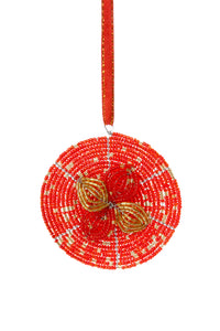 Beaded Wire Flower Ornament Red Beaded Flower Ornament