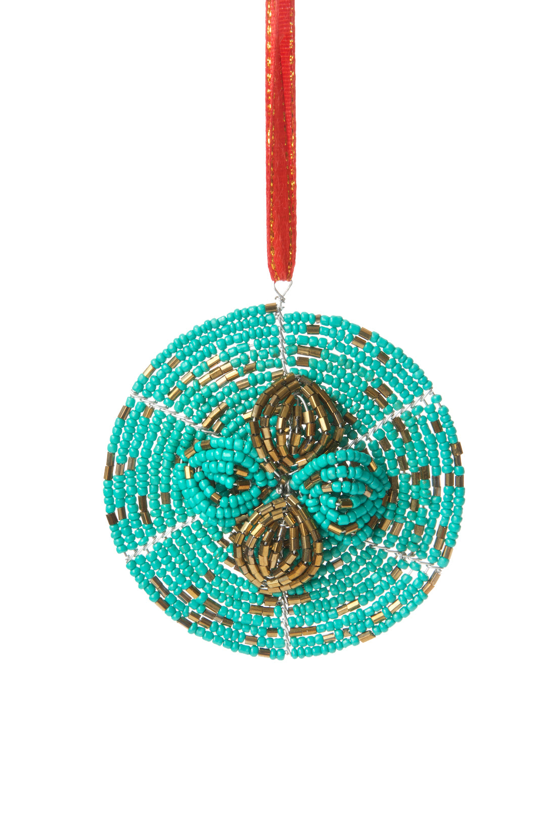Beaded Wire Flower Ornament Turquoise Beaded Flower Ornament