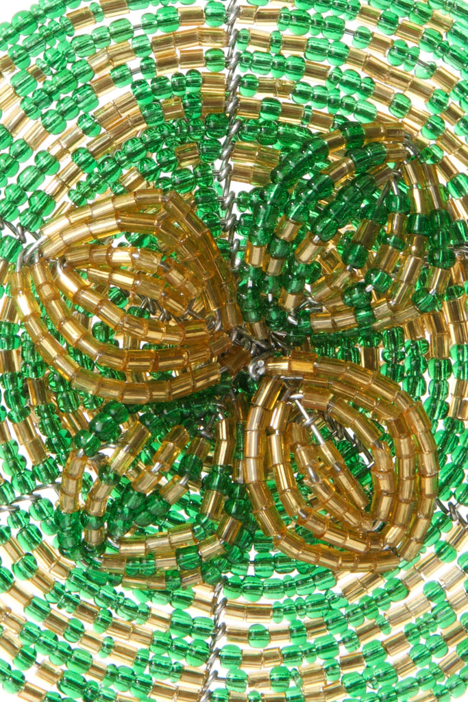 Beaded Wire Flower Ornament Green Beaded Flower Ornament