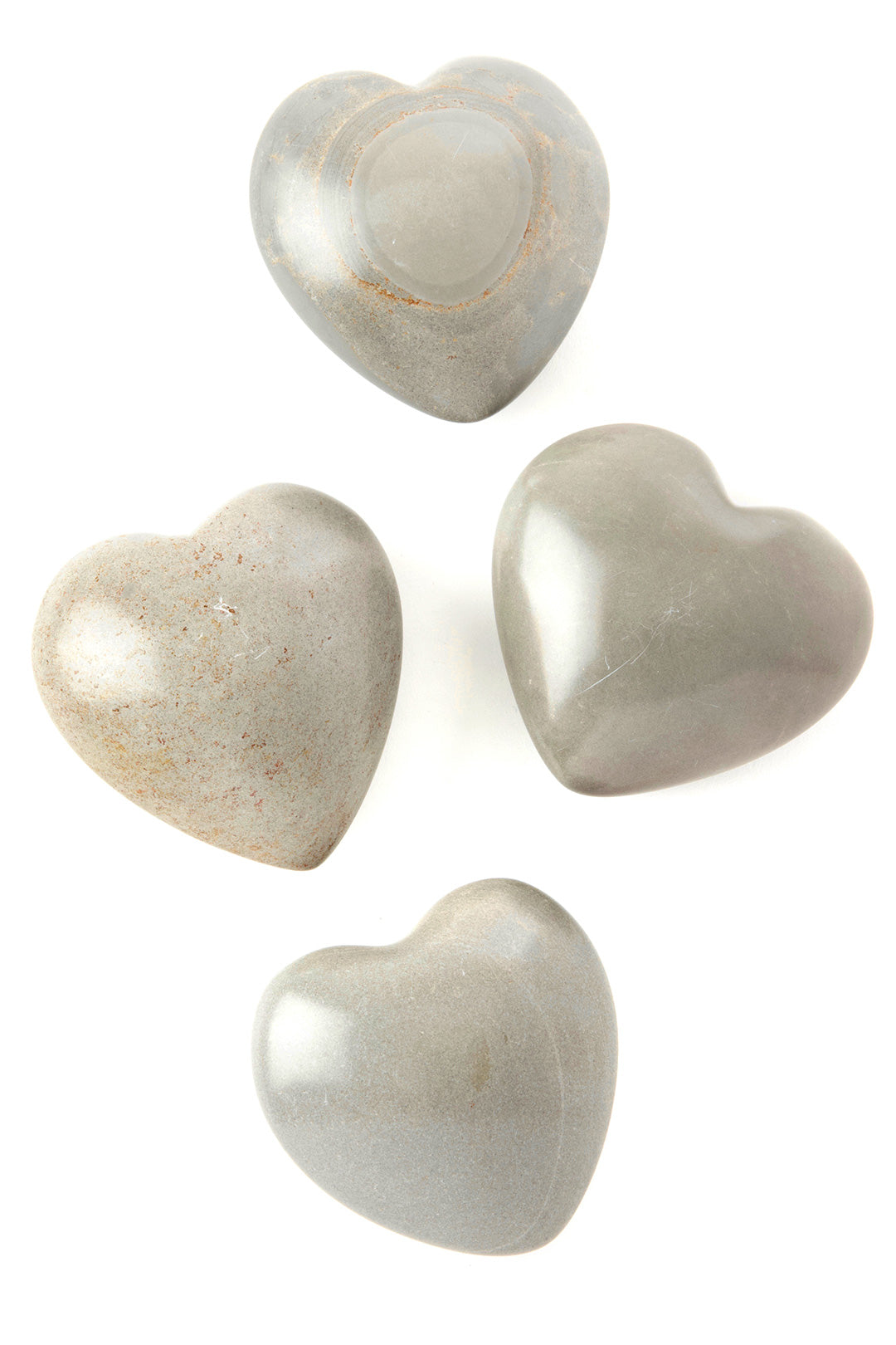 Set of 4 Natural Gray Soapstone Hearts Default Title