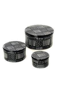 Spindle Mudcloth Soapstone Boxes