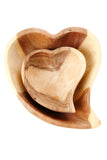 Set of Two Olive Wood Heart Serving Bowls Default Title