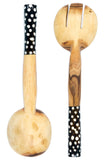 African Wood Salad Servers with Dotted Batik Handles Default Title