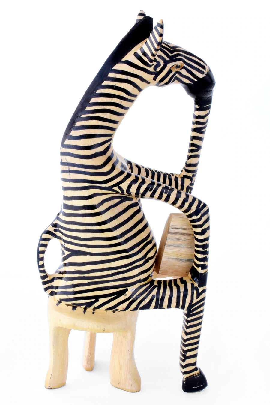 Hand-Painted Wood Reading Zebra Teacher Sculptures