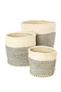Set/3 Gray Twill Sisal Nesting Baskets Default Title