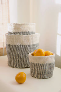 Set/3 Gray Twill Sisal Nesting Baskets Default Title