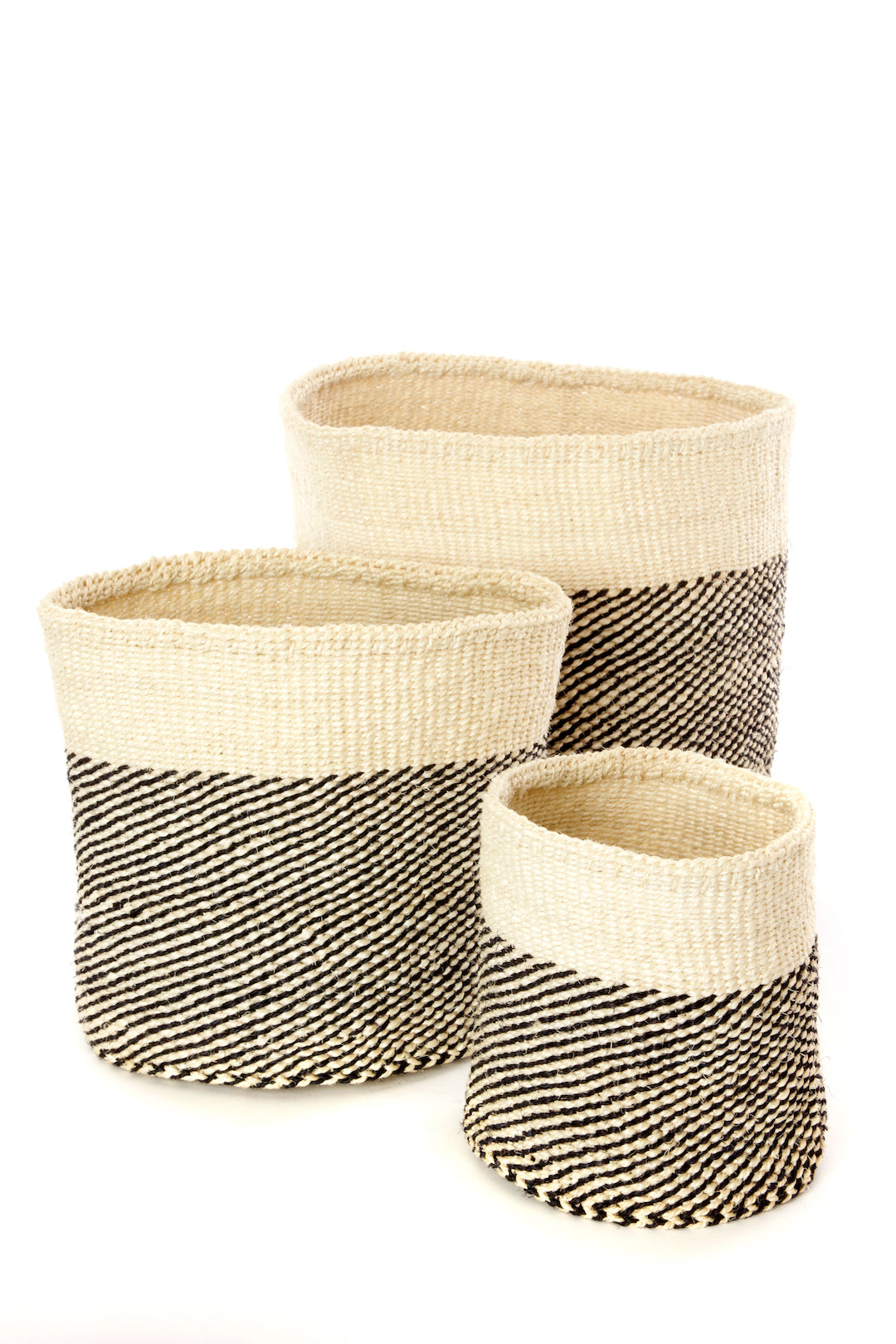 Set/3 Black Twill Sisal Nesting Baskets Default Title