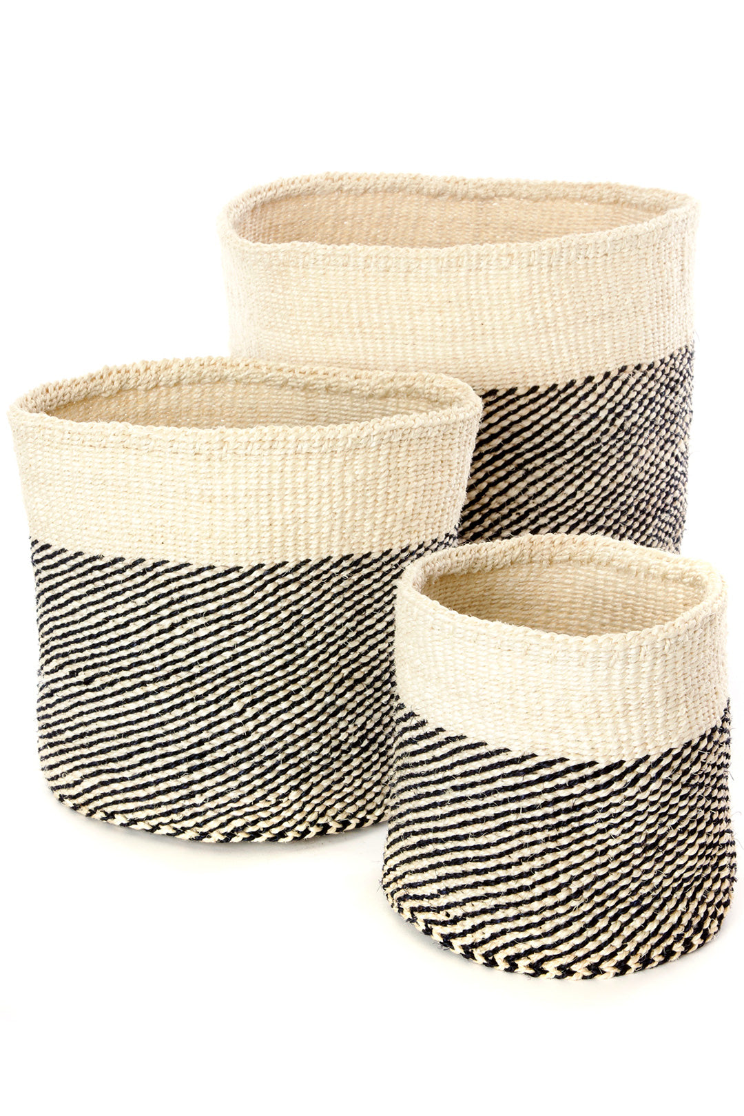 Set/3 Black Twill Sisal Nesting Baskets Default Title