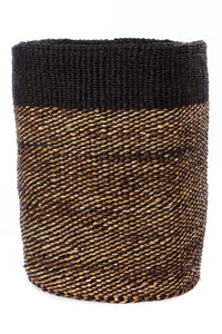 Tall Black Sisal and Banana Fiber Basket Default Title