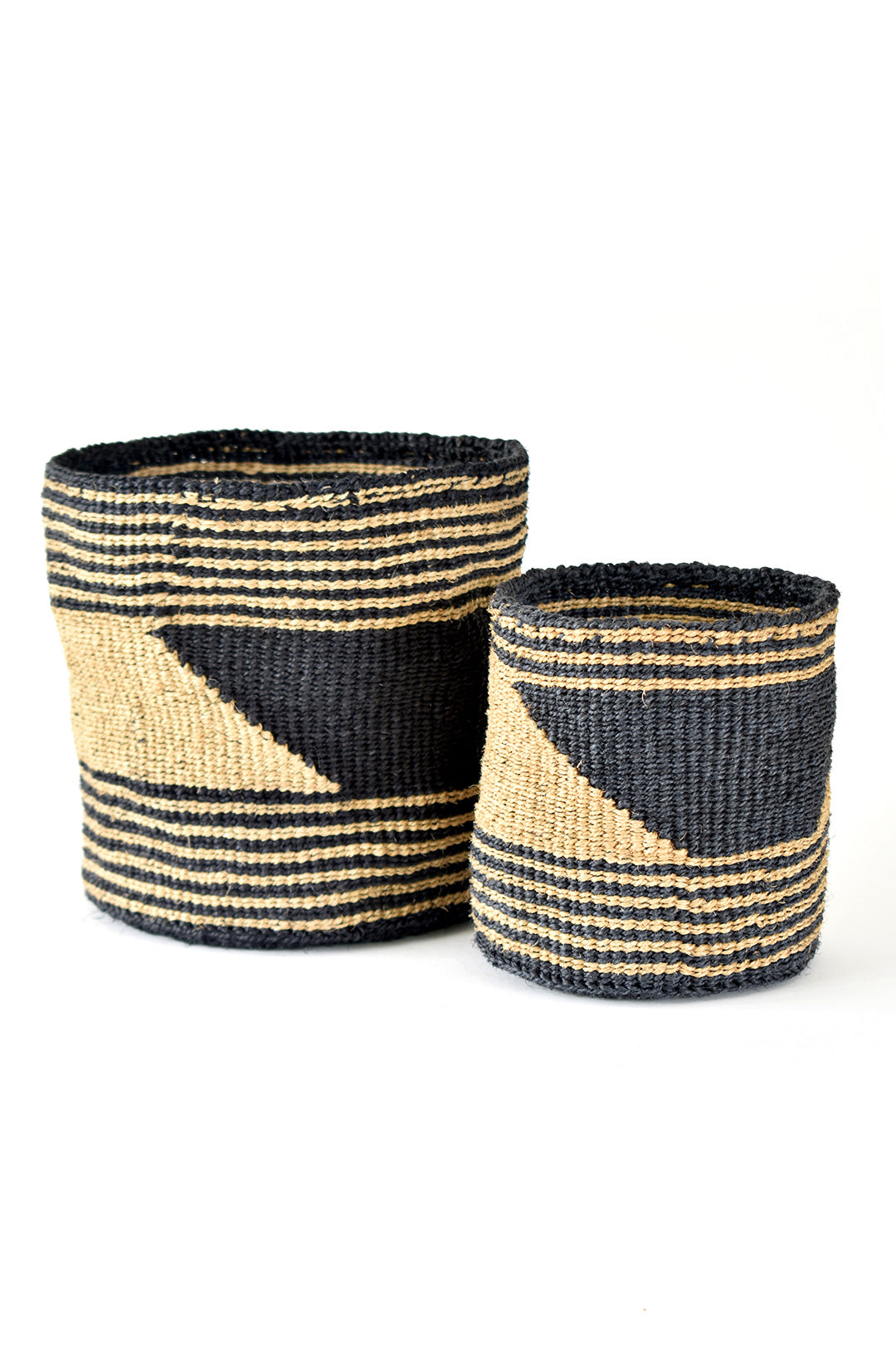 Set of Two Small Geometric Sisal Bins Default Title