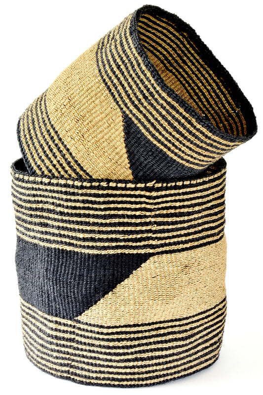 Set of Two Large Geometric Sisal Bins Default Title