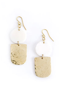 Brass and Cow Bone Inverse Earrings