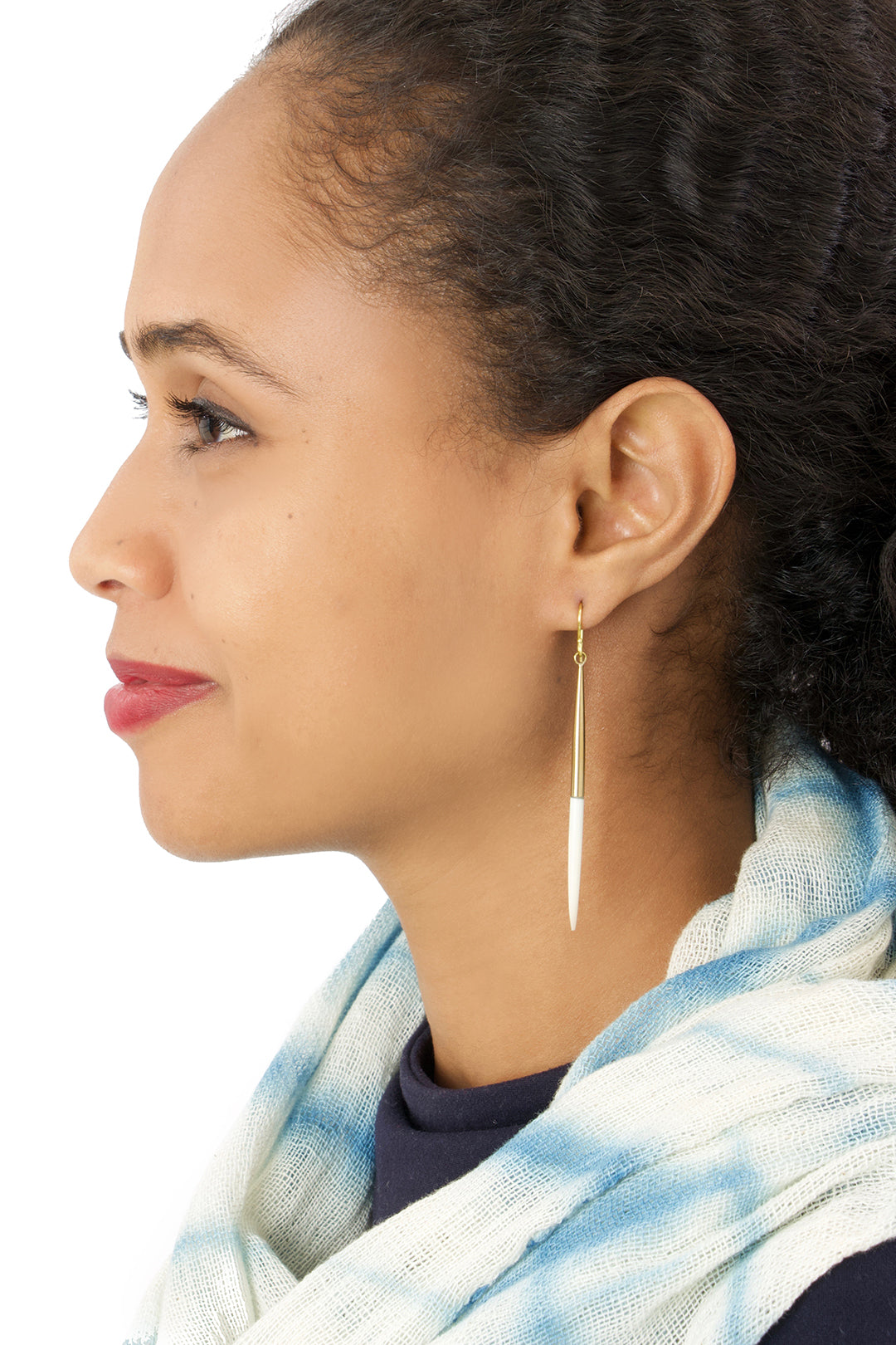 Brass Javelin Earrings with White Cow Bone Default Title