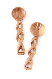 Small Olive Wood Spiral Servers