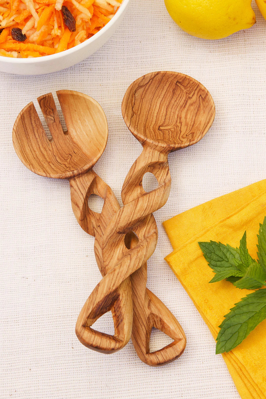 Small Olive Wood Spiral Servers