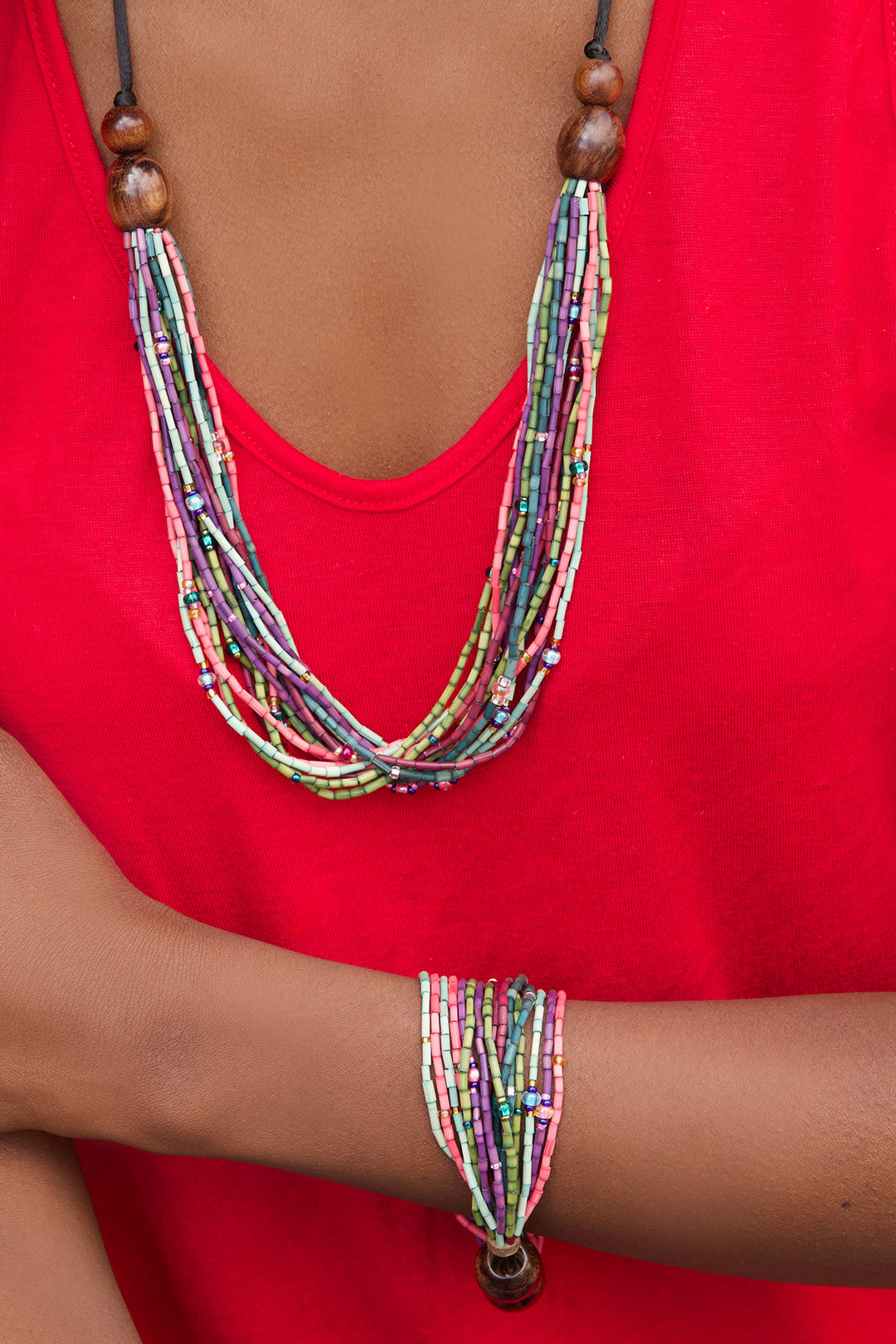 Potpourri Multi-Strand Zulugrass Necklace Default Title