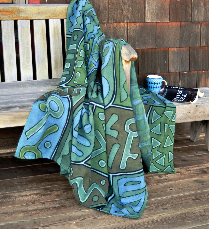 Coastal Colors Mudcloth Throw Blanket