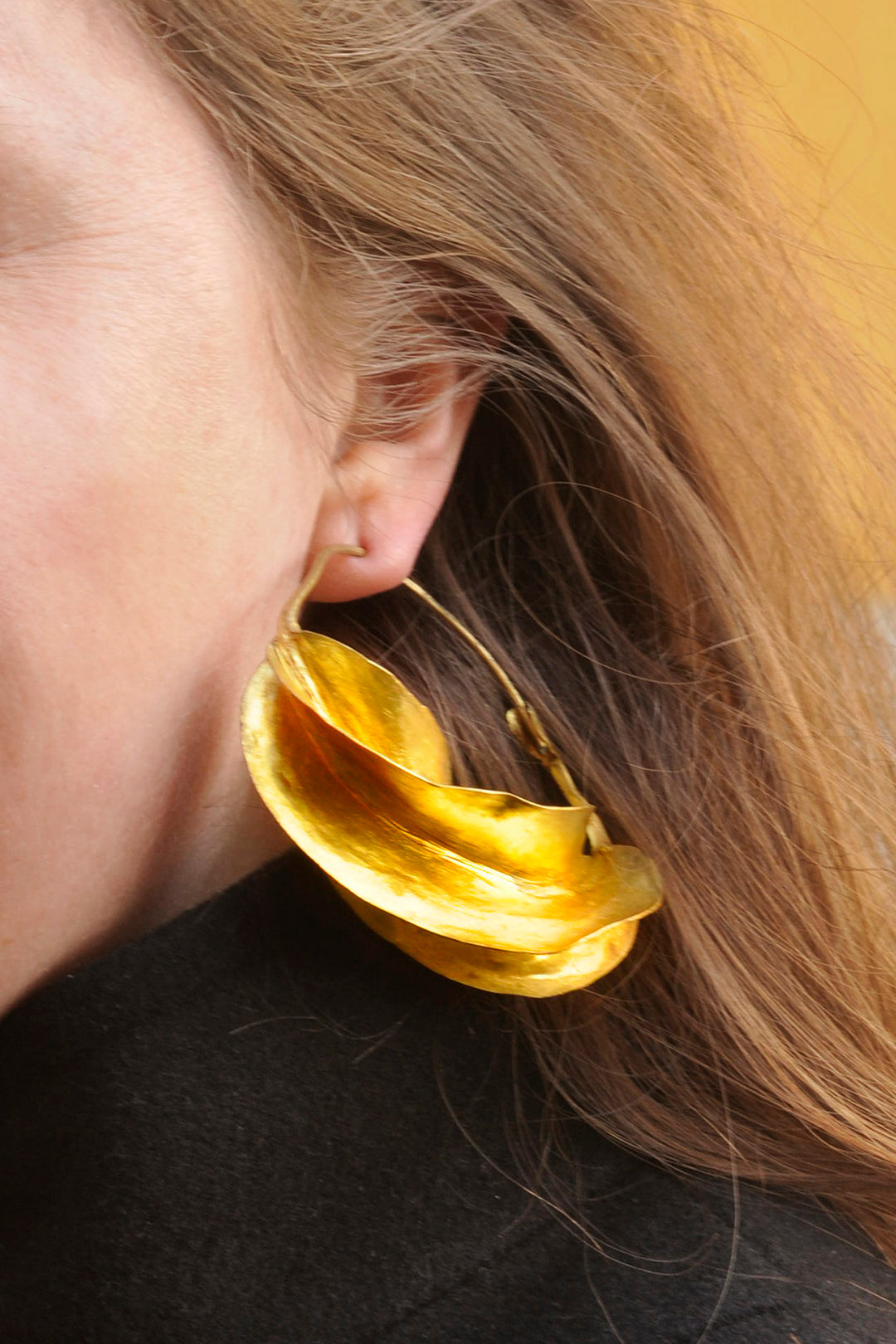 Modern Twirled Brass Fulani Earrings