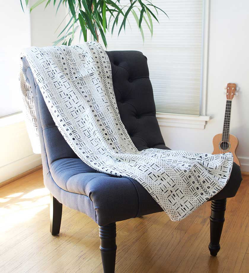 White Handmade Mudcloth Blanket from Mali