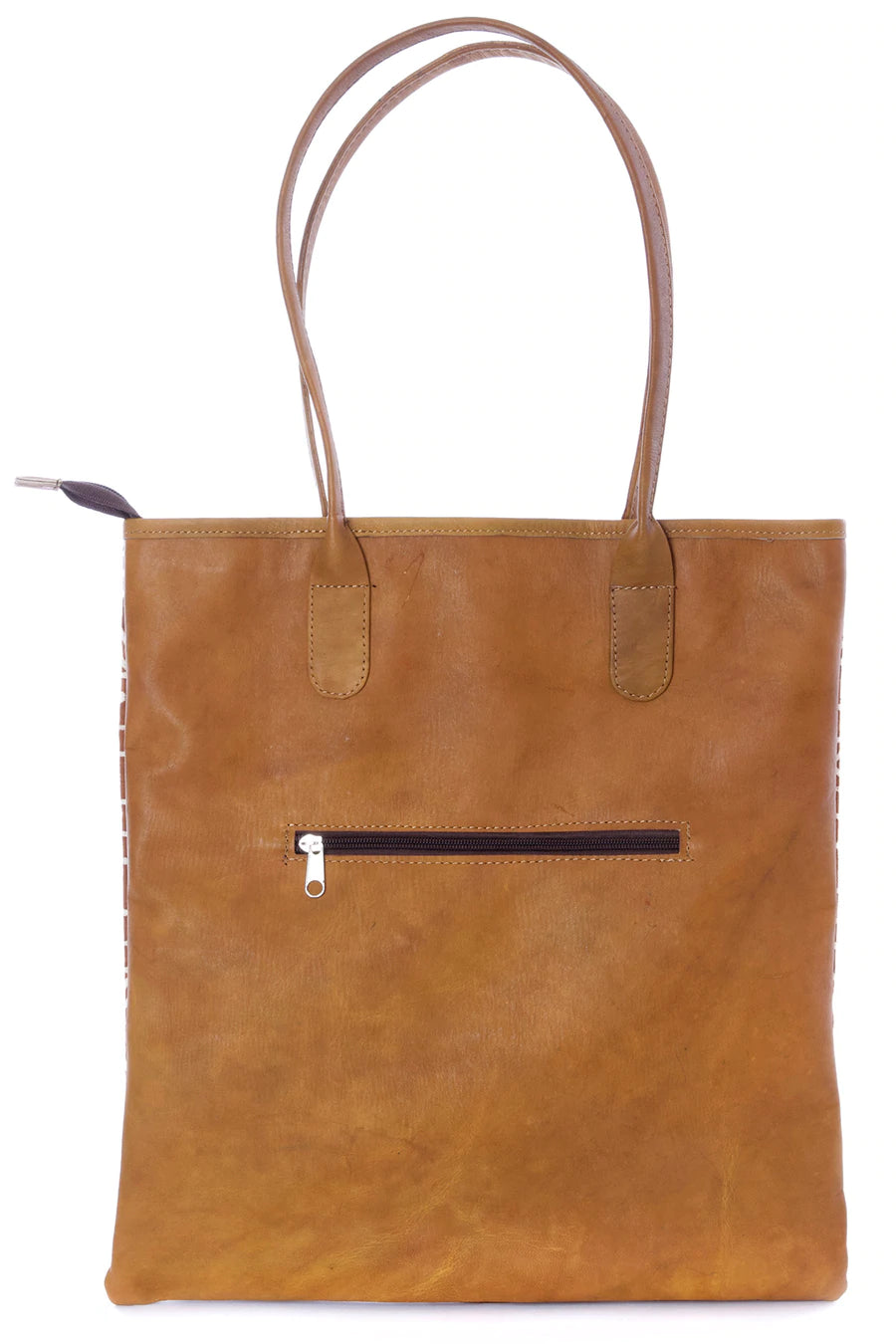 Brown & White Mod Mudcloth & Leather Purse