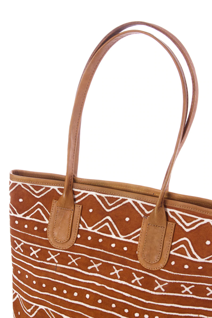 Brown & White Mod Mudcloth & Leather Purse