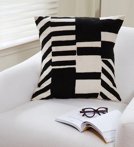 Black & White Geometric Blocks Throw Pillow - Assorted Patterns