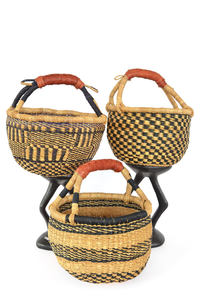 Assorted Navy & Natural Baby Bolga Baskets from Ghana