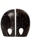 African Black Soapstone Polka Dot Elephant Bookends