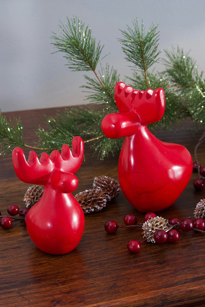 Red Soapstone Reindeer Sculpture