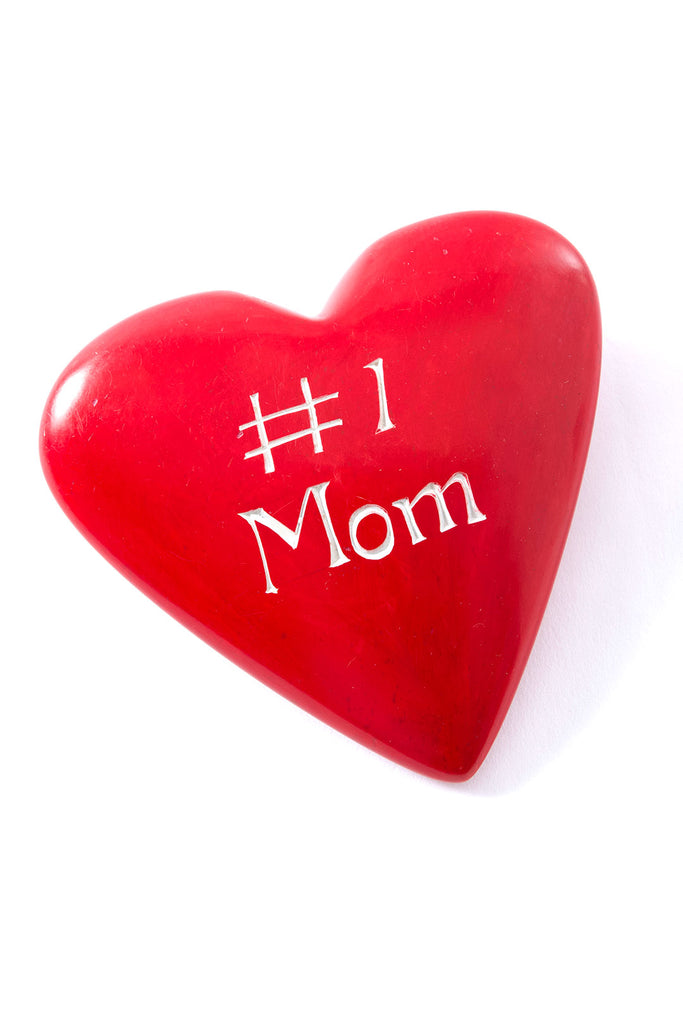 #1 Mom Soapstone Paperweight Heart
