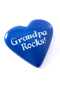 Grandpa Rocks! Soapstone Paperweight Heart