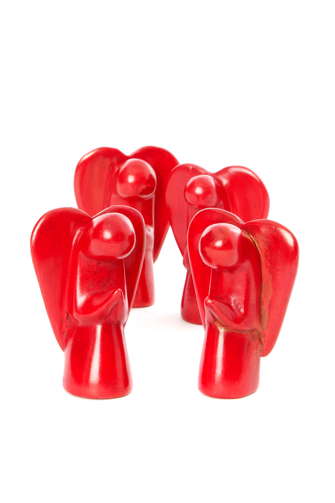 Set/4 Small Soapstone Praying Angels Red Set/4 Small Soapstone Praying Angels